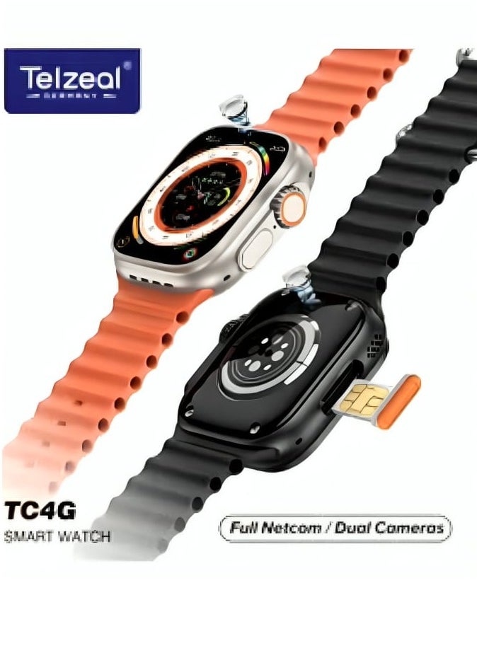 Telzeal - Smart Watch TC4G Dual Camera 2.2 inch Full Display 4G With 3 Pairs Straps Compatible With iOS and Android Men's and Women's - Image 1