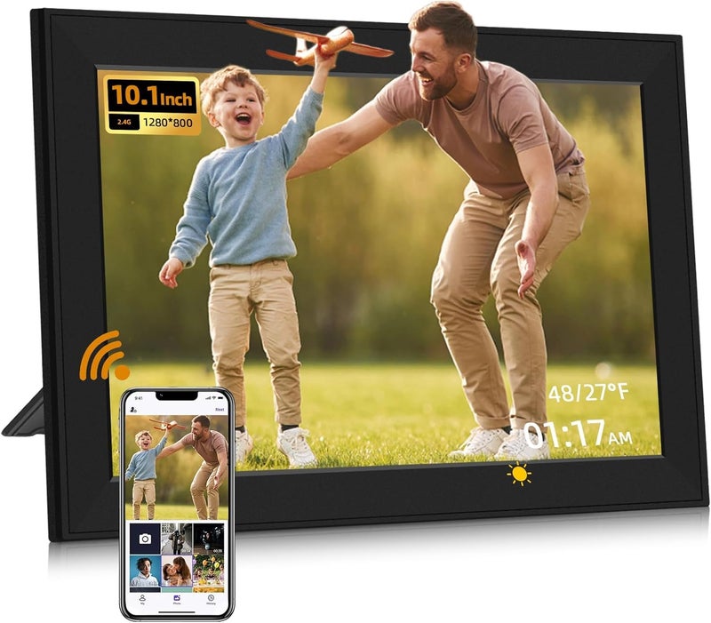 miracle digital Frameo 10.1 Inch WiFi Digital Picture Frame, 1280x800 HD IPS Touch Screen Photo Frame Electronic, 32GB Memory, Auto-Rotate, Wall Mountable, Share Photos/Videos Instantly via Frameo App from Anywhere - Image 1