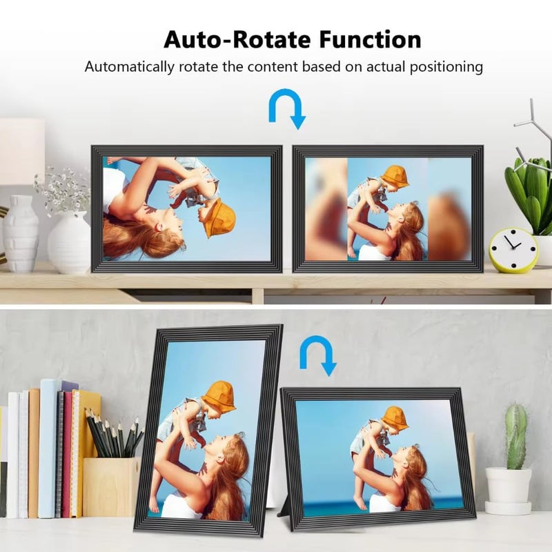 miracle digital Frameo 10.1 Inch WiFi Digital Picture Frame, 1280x800 HD IPS Touch Screen Photo Frame Electronic, 32GB Memory, Auto-Rotate, Wall Mountable, Share Photos/Videos Instantly via Frameo App from Anywhere - Image 3