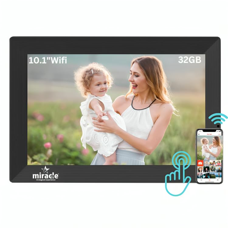 miracle digital Frameo 10.1 Inch WiFi Digital Picture Frame, 1280x800 HD IPS Touch Screen Photo Frame Electronic, 32GB Memory, Auto-Rotate, Wall Mountable, Share Photos/Videos Instantly via Frameo App from Anywhere - Image 5