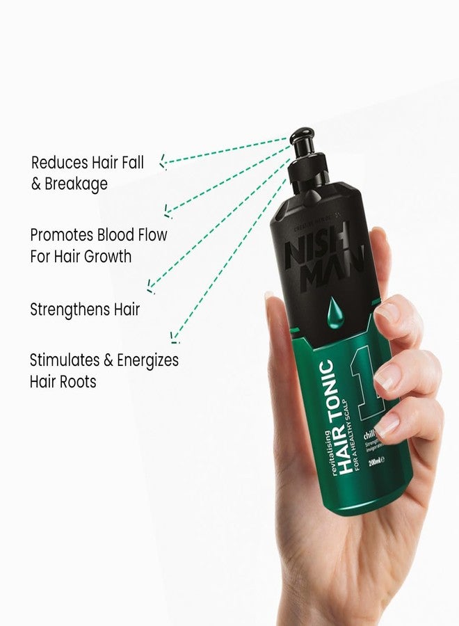 Nishman Revitalizing Hair Tonic for Men: Scalp Health & Hair Growth | Reduces Hair Fall & Promotes Stronger Hair | Cooling & Relaxing - 200ml - Image 1