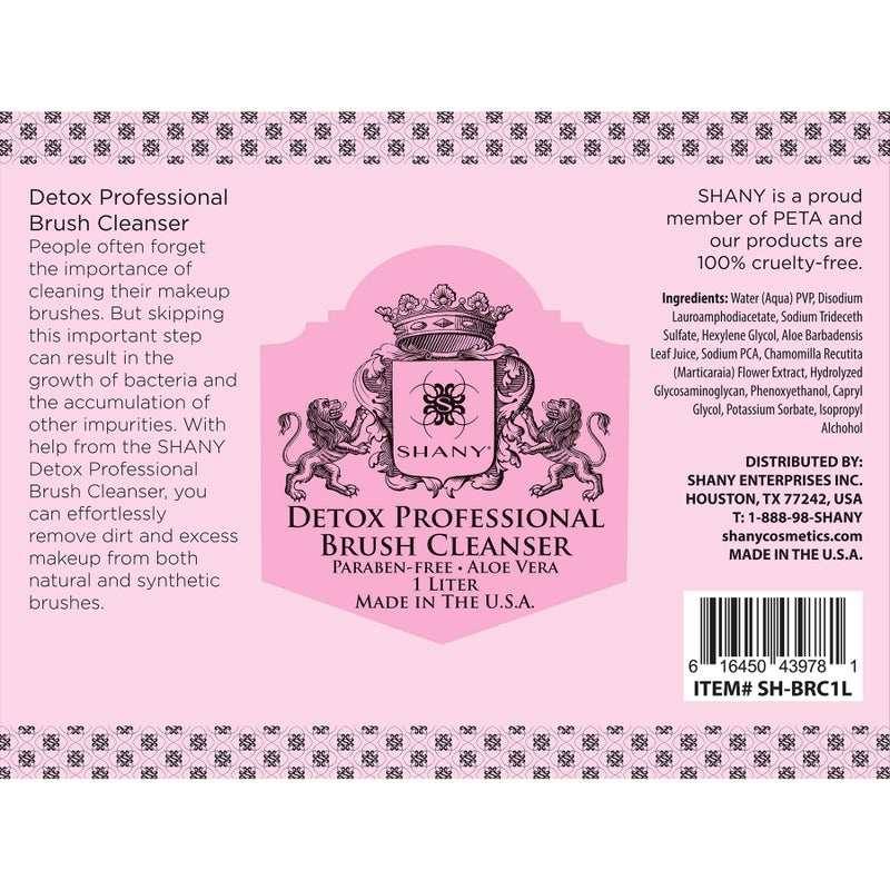 SHANY DETOX Professional Makeup Brush and Sponge Shampoo, Brush Cleanser, Removes dirt, Makeup from brushes and Sponges - Paraben Free, Vegan, Cruelty Free - Instant Dry - (32oz) 1 Liter - Image 3