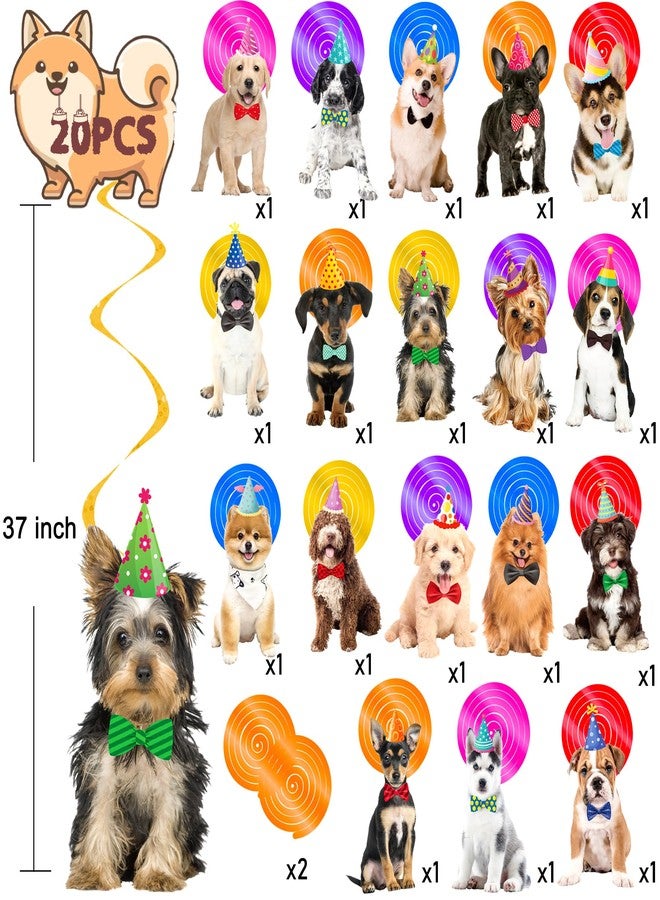 اوموني زينة دوامات معلقة على شكل كلب، لوازم حفلات أعياد الميلاد، 20 قطعة من زينة دوامات معلقة على شكل جرو، زينة سقف للأطفال، مستلزمات حفلات أعياد الميلاد، هدايا للكلاب الأليفة والجراء - Image 3