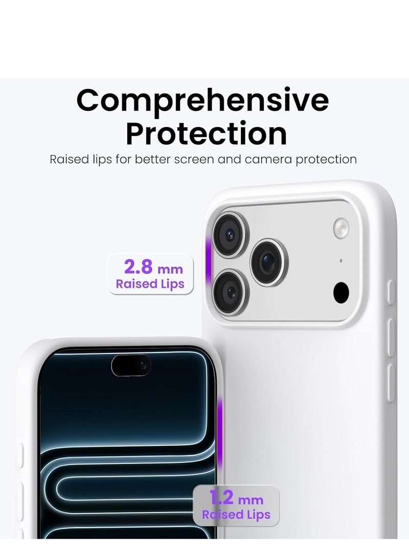 Compatible with iPhone 17 Pro Case Slim Liquid Silicone 4 Layers Soft Gel Rubber Shockproof Protective Phone Case with Anti Scratch Microfiber Lining (White) - Image 2