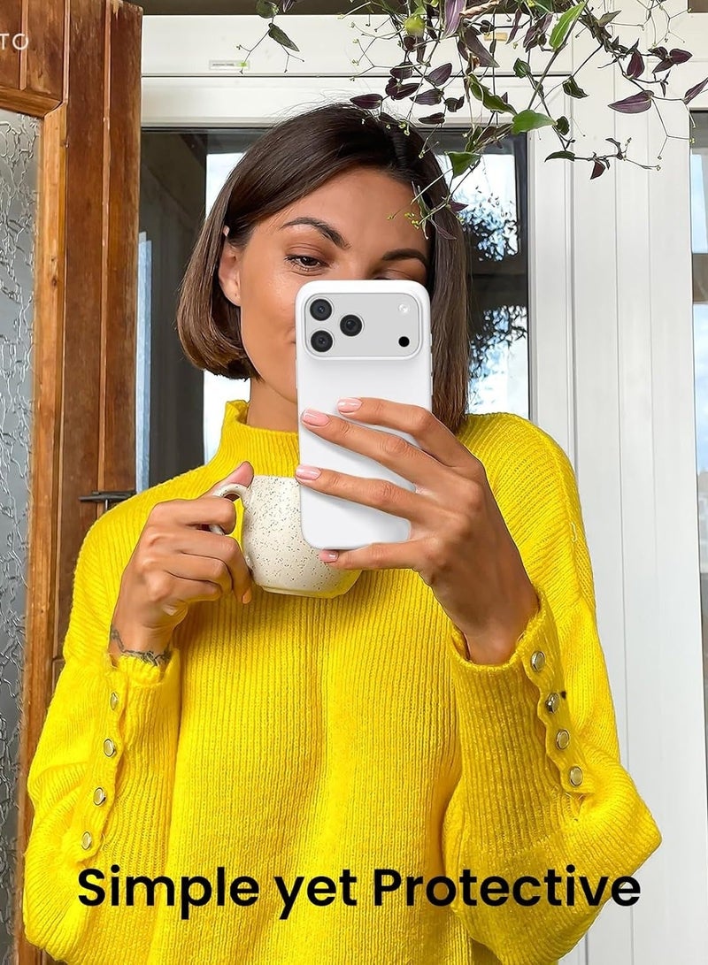 Compatible with iPhone 17 Pro Case Slim Liquid Silicone 4 Layers Soft Gel Rubber Shockproof Protective Phone Case with Anti Scratch Microfiber Lining (White) - Image 3