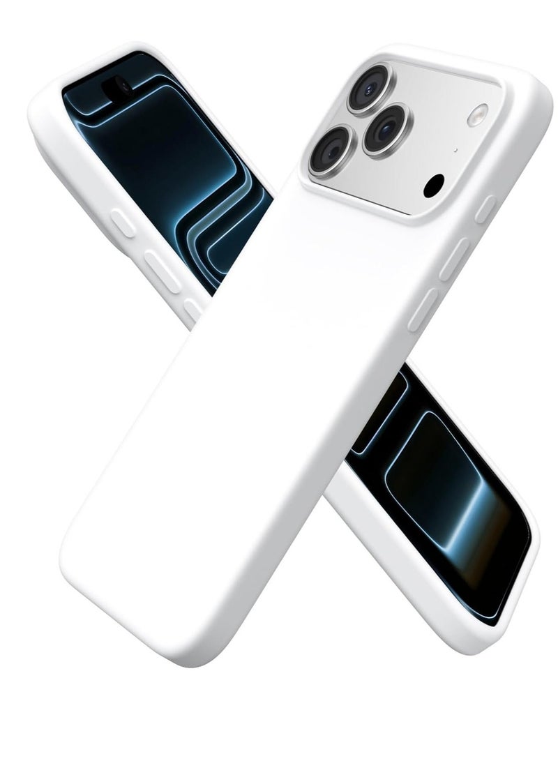 Compatible with iPhone 17 Pro Case Slim Liquid Silicone 4 Layers Soft Gel Rubber Shockproof Protective Phone Case with Anti Scratch Microfiber Lining (White) - Image 1