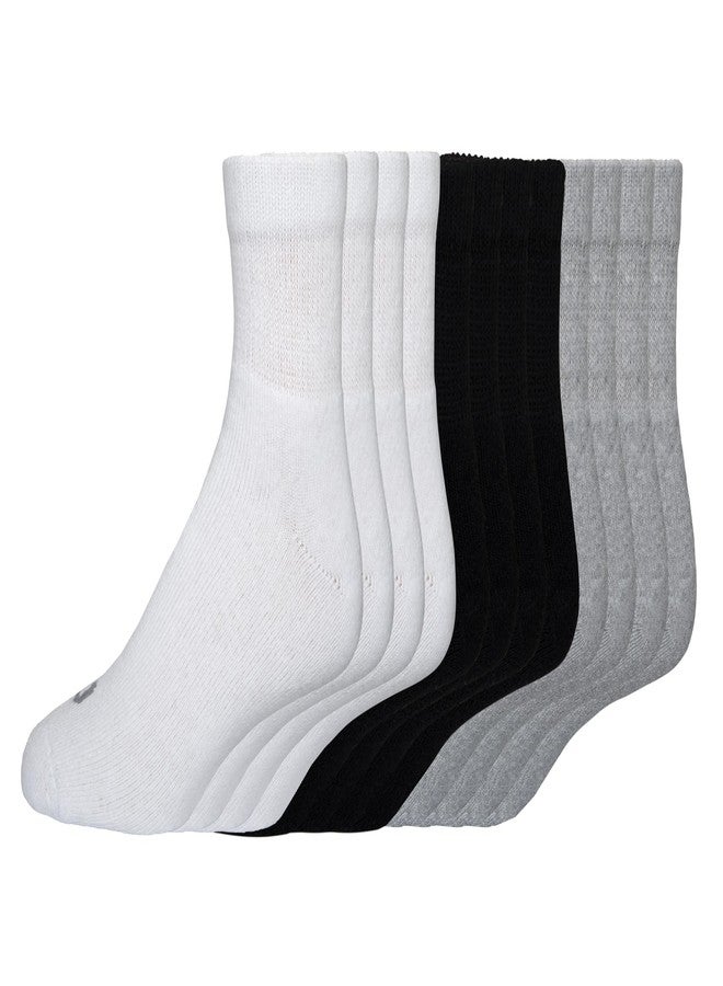 WILSON Men's 12 Pack Quarter Socks, Black/White/Grey