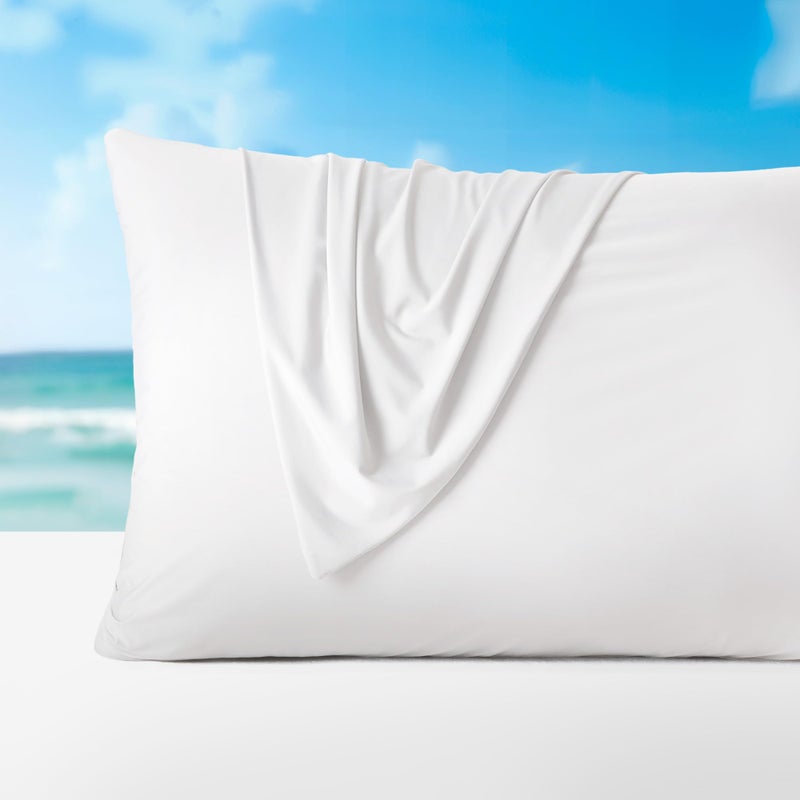 SLEEP ZONE Nanotex Cooling Pillowcases  2 Pack Silky Pillow Cases for Hair and Skin Breathable Bedding for Summer and Hot Sleepers Zippered Pillow CoversWhite Queen