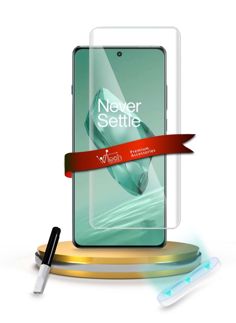 Wtech OnePlus 12 5G 2023 / OnePlus 12R 5G 2024 - Premium Curved Edges UV Full Glue Full Cover Tempered Glass Screen Protector (MSGUCN) - Clear - Image 1