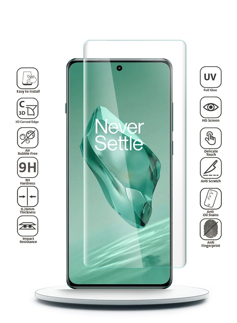Wtech OnePlus 12 5G 2023 / OnePlus 12R 5G 2024 - Premium Curved Edges UV Full Glue Full Cover Tempered Glass Screen Protector (MSGUCN) - Clear - Image 2