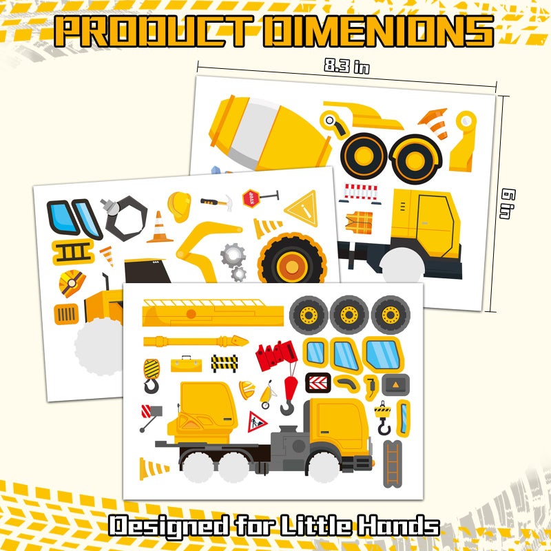 Ozepao 24 Sheets Construction Truck Stickers For Kids  Make Your Own Construction Vehicles  Car Party Favors Diy Crafts - Image 5