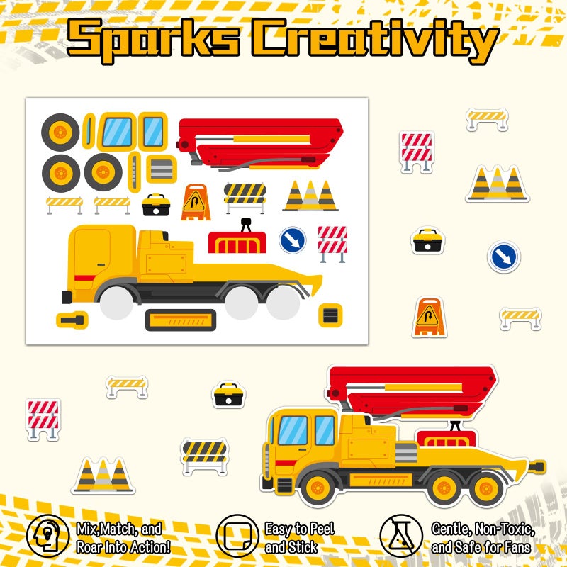 Ozepao 24 Sheets Construction Truck Stickers For Kids  Make Your Own Construction Vehicles  Car Party Favors Diy Crafts - Image 3