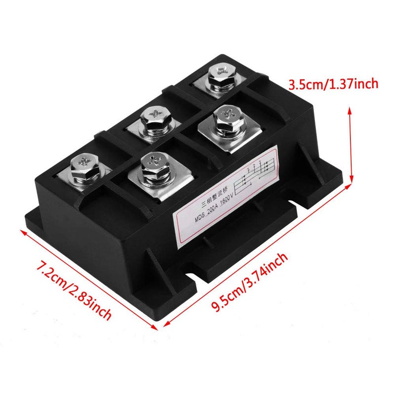 Wal front MDS 200 amp 1600V 3 Phase AC to DC High Power Rectifier Silicon Full Diode Bridge Rectifier Module 5 Terminals - Image 2