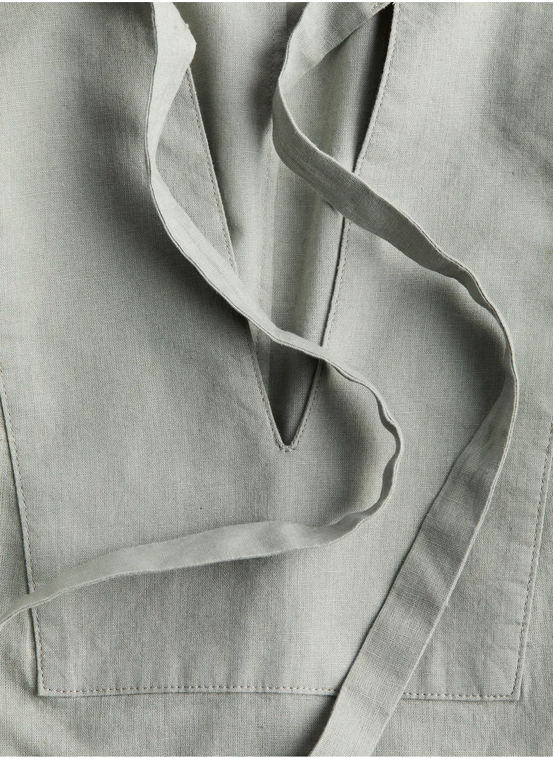 اتش اند ام Linen-Blend Tie-Neck Blouse