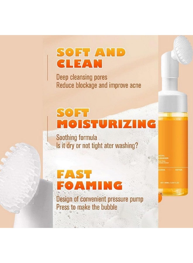 OUKPANE 2PcsTurmeric Facial Cleanser, Turmeric Foaming Facial Wash, For All Skin Deep Cleaning. - Image 3