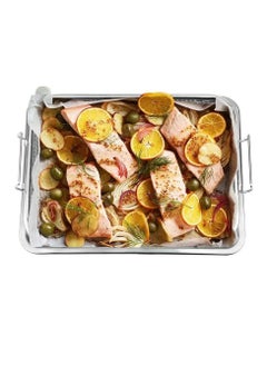 Generic Roasting tray with strainer, 2*1, silver stainless steel tray  - Image 2