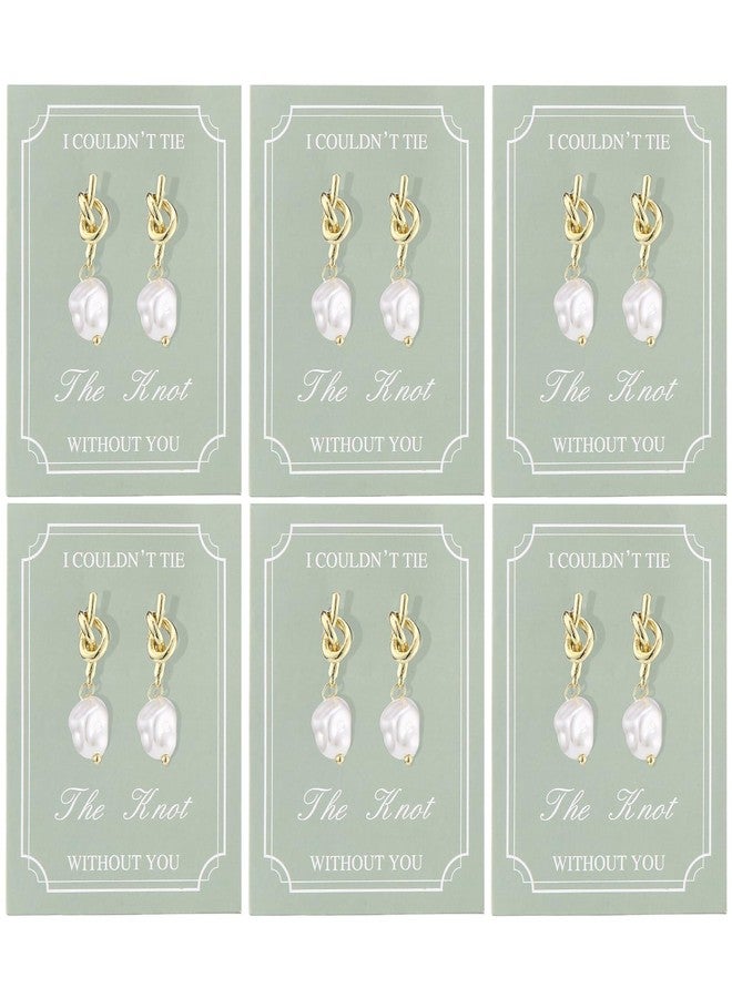 DHQH Bridesmaid Pearl Drop Earrings Gifts Set, I Couldn’t Tie The Knot Without You Pearl Earrings for Women, Bridesmaid Wedding Gold Jewelry Proposal Gift (Green) - Image 1
