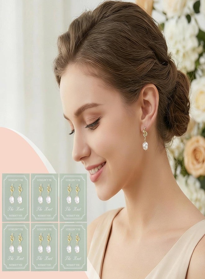 DHQH Bridesmaid Pearl Drop Earrings Gifts Set, I Couldn’t Tie The Knot Without You Pearl Earrings for Women, Bridesmaid Wedding Gold Jewelry Proposal Gift (Green) - Image 3