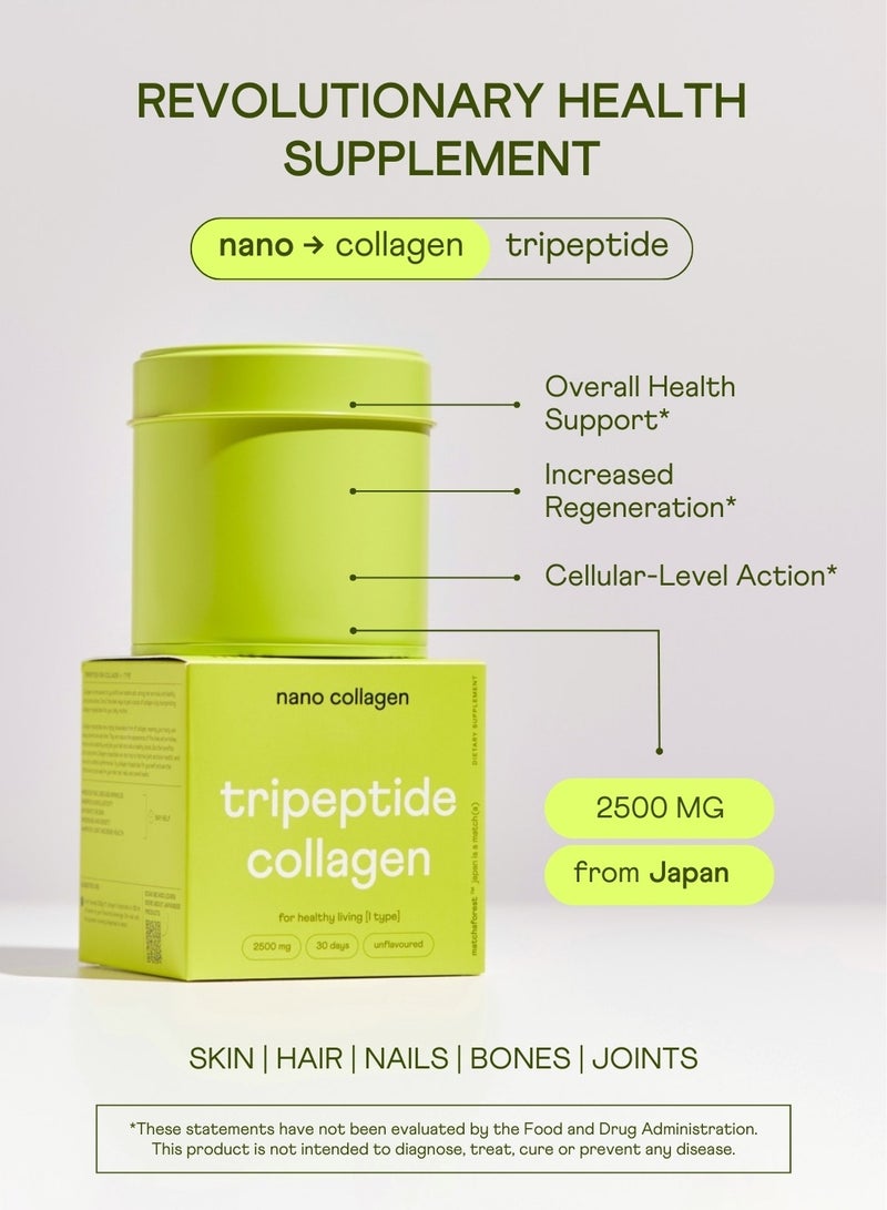 matcha forest Marine Tripeptide Collagen - Skin, Hair, Nails, Bones & Joints Support - Cellular Regeneration - 2500MG - 30 Servings - Image 2