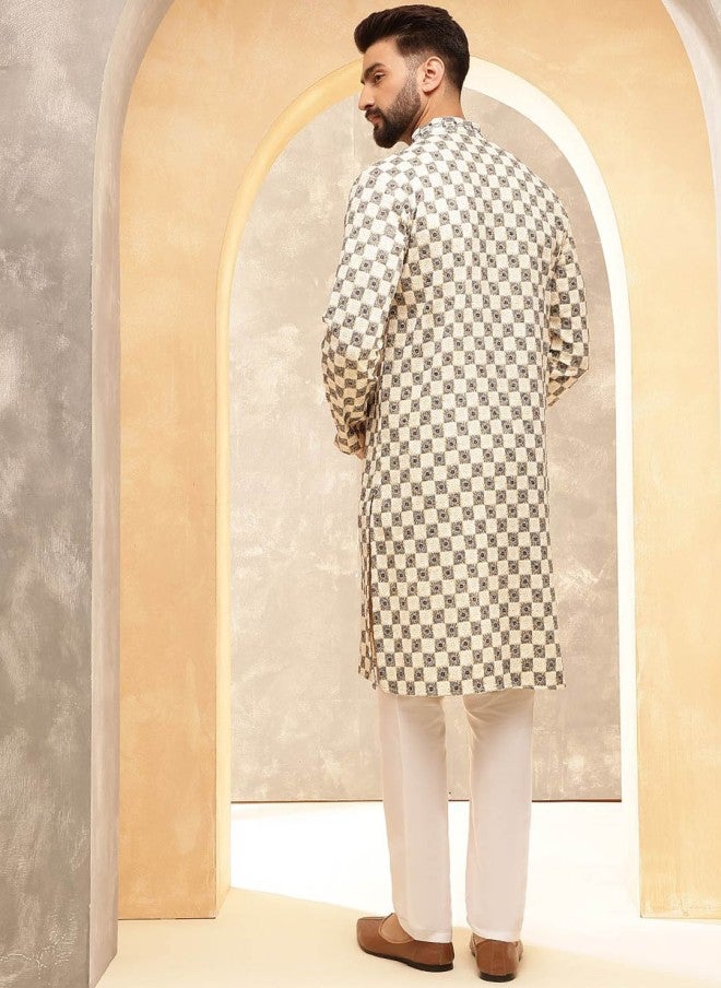 Sojanya Floral Embroidered Kurta With Pyjamas For Men - Image 5