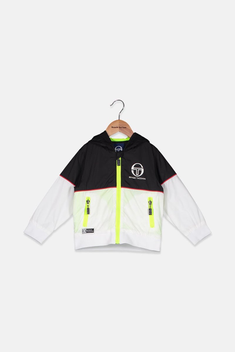 Sergio Tacchini Toddlers Baby Boys Brand Logo Hooded Jacket, Black and Green and White - Image 1