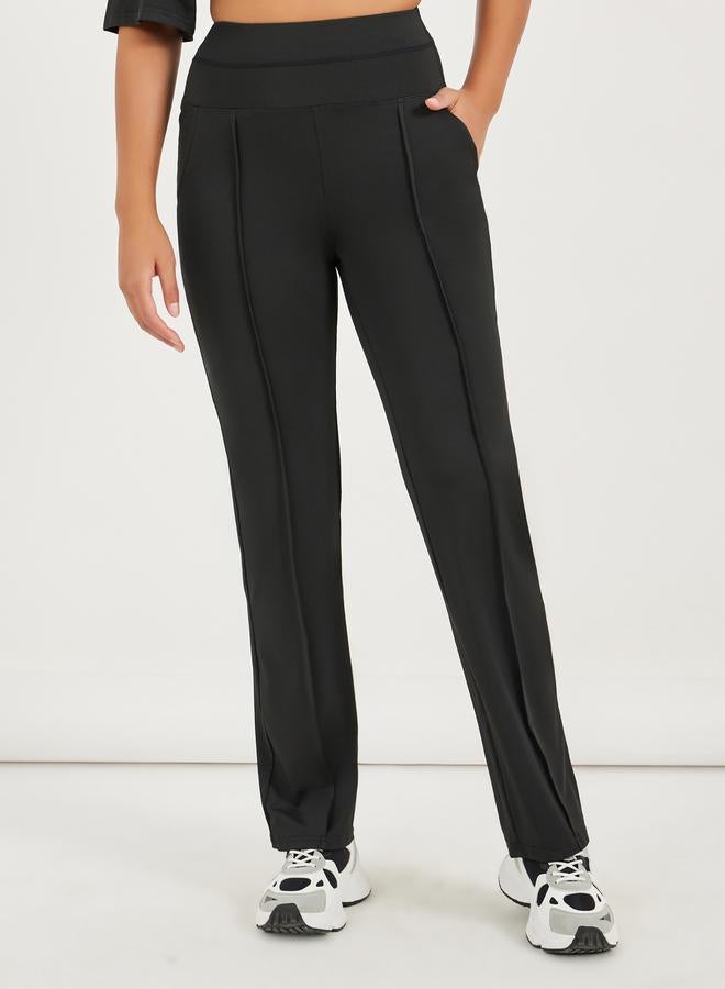 Styli Dropped Shoulder Boxy Fit Crop Top & Self Fabric Binding Detail Straight Pants Set  - Image 4