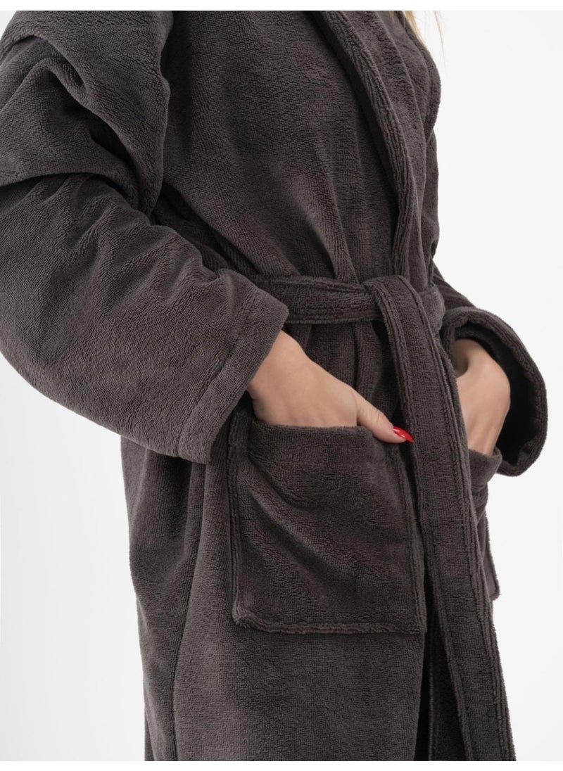 Ender Home Bathrobe Shalyaka Model Two Pockets Belted Triga Bathrobe  - Image 3