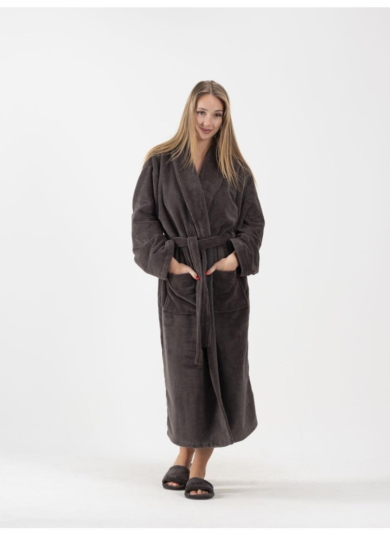 Ender Home Bathrobe Shalyaka Model Two Pockets Belted Triga Bathrobe  - Image 2