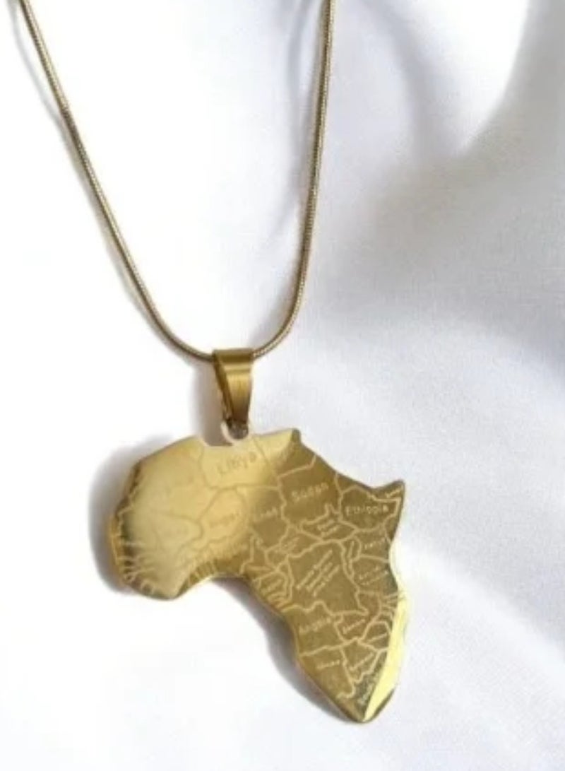 Luxuria Africa Continent Pendant Necklace, Fashion 18K Gold Plated Stainless Steel Love Design Best Seller, Charming Gold Plated Jewelry Gift for Women - Image 3