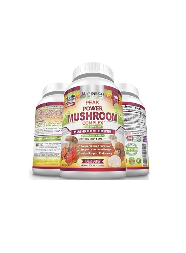 فريش هيلث كير مكمل الفطر لدعم المناعة والدماغ، 90 كبسولة نباتية
