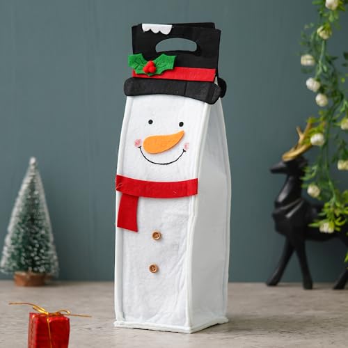 Webelkart Premium Merry Christmas Wine Gift Bags Christmas Wine Bottle Cover Xmas Christmas Party Decoration Item,Christmas Wine Wrapping Pouch for Wine Bottle (13.77" inches) - Image 1