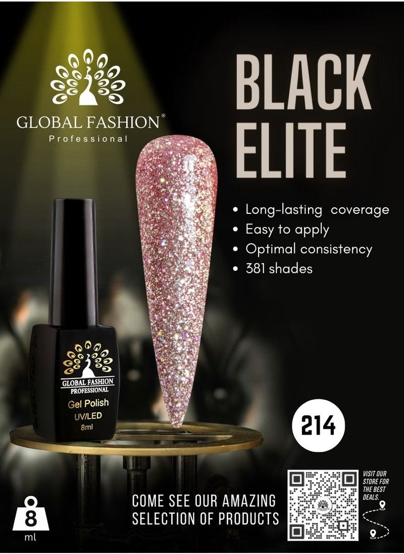 GLOBAL FASHION - Global Fashion Black Elite Gel Polish | 132 Colors of Long-Lasting Elegance - 8ml | 214 - Image 1