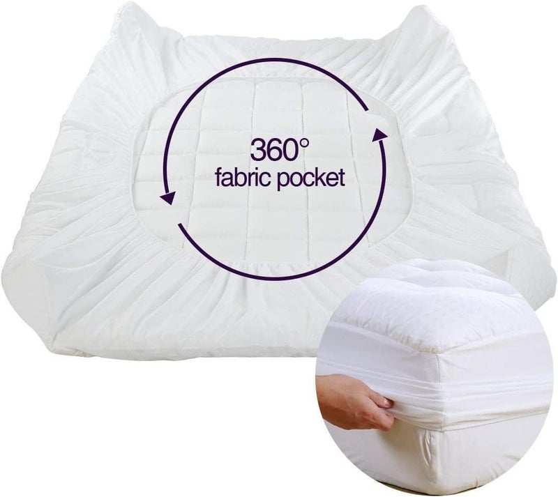 EASELAND Twin XL Mattress Pad Pillow Top Quilted Fitted Mattress Cover/Protector Extra Long Cotton Top 8-21" Deep Pocket Cooling Mattress Topper (39x80 Inches, White) - Image 5