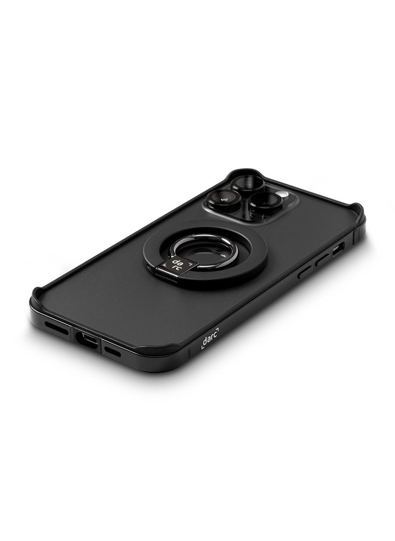 darc 360 degree 3 in 1 full set for iPhone 14 Pro Max. The set contains 3 products: camera protection, high-quality frame, 2-in-1 MagSafe grip and stand - Black  - Image 3