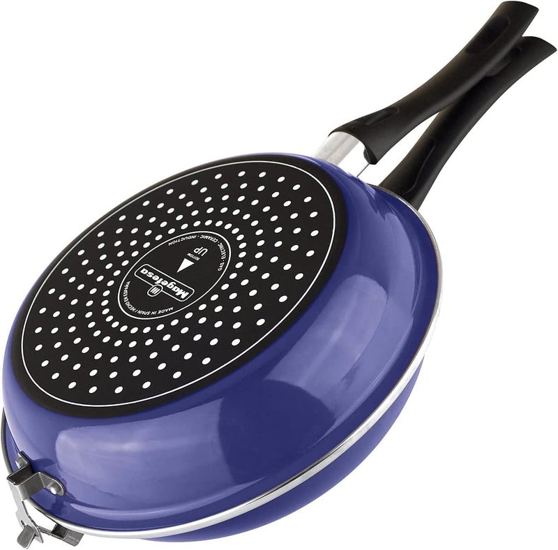 Magefesa MAGEFESA Blue Frittata Pan Double layer nonstick frying pan vitrified steel compatible with all types of fire including induction Dishwasher safe Ergonomic handle 94 BLUE - Image 1