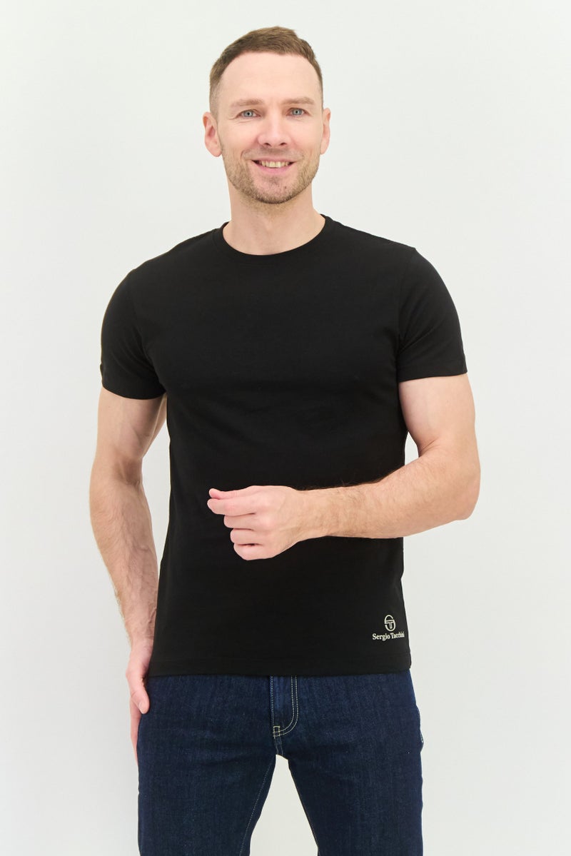 Sergio Tacchini Men 2 Pcs Crew Neck Short Sleeve Brand Logo T-Shirt, Black - Image 1