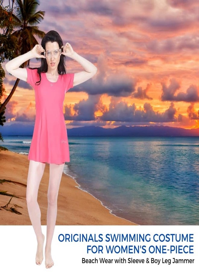 FILMAX® Originals Swimming Costume for Women's One-Piece Beach Wear with Sleeve & Boy Leg Jammer (Caramel_L) - Image 2