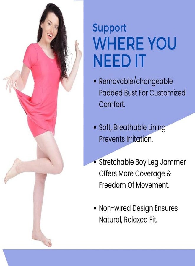 FILMAX® Originals Swimming Costume for Women's One-Piece Beach Wear with Sleeve & Boy Leg Jammer (Caramel_L) - Image 4