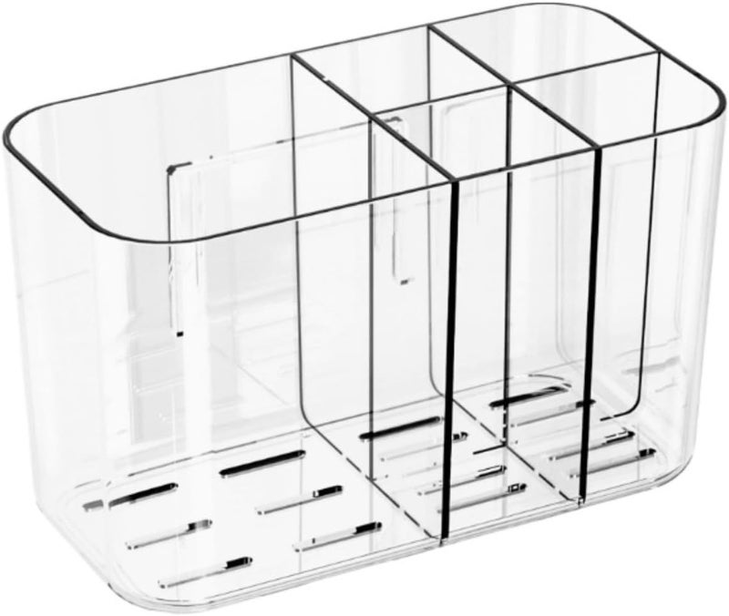 Bathroom Toothbrush Storage Organizer Toothbrush Holder for Bathroom Countertop Wall Mounted with Adhesive 5 Slots Home Kitchen(Transparent) - Image 1