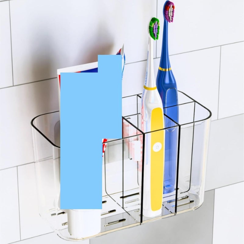 Bathroom Toothbrush Storage Organizer Toothbrush Holder for Bathroom Countertop Wall Mounted with Adhesive 5 Slots Home Kitchen(Transparent) - Image 4