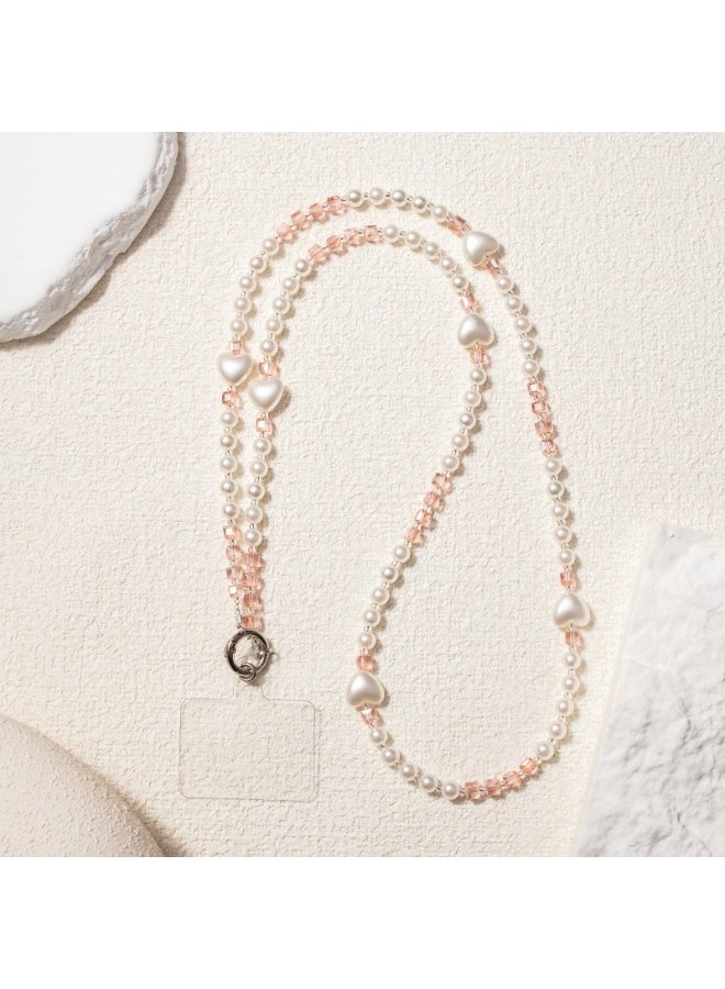 NIBEMINENT Phone Charm/ Chain Strap for Women Girls, Love Pearl Cell Phone Case Lanyard Wrist Strap