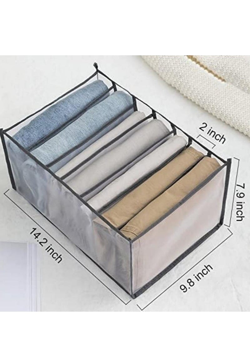 DUNISO 2 pack 7 Grids Washable Wardrobe Clothes Organizer, Foldable Clothes Organizer for Closet, Clothing Storage Box,Drawer Mesh Separation Box for T-shirt,Skirts,Jeans,Kid Clothes(Grey) - Image 3