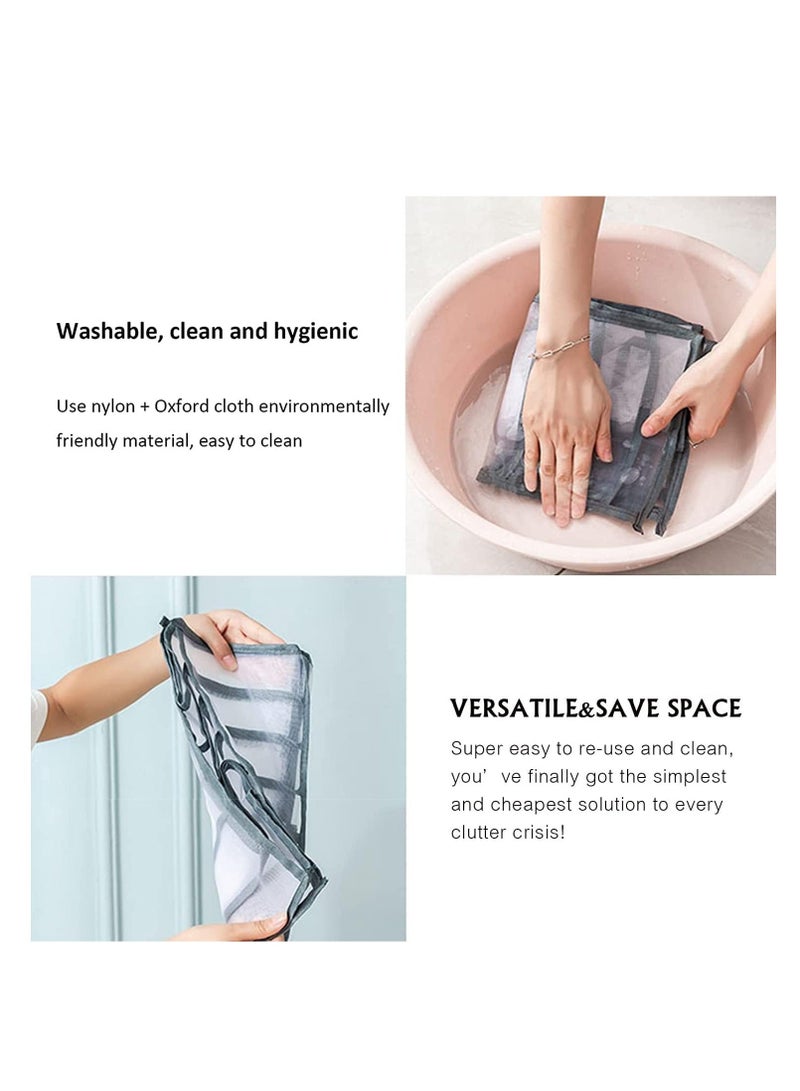 DUNISO 2 pack 7 Grids Washable Wardrobe Clothes Organizer, Foldable Clothes Organizer for Closet, Clothing Storage Box,Drawer Mesh Separation Box for T-shirt,Skirts,Jeans,Kid Clothes(Grey) - Image 4