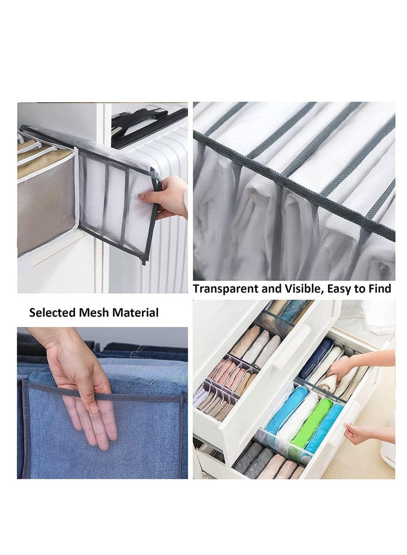 DUNISO 2 pack 7 Grids Washable Wardrobe Clothes Organizer, Foldable Clothes Organizer for Closet, Clothing Storage Box,Drawer Mesh Separation Box for T-shirt,Skirts,Jeans,Kid Clothes(Grey) - Image 5
