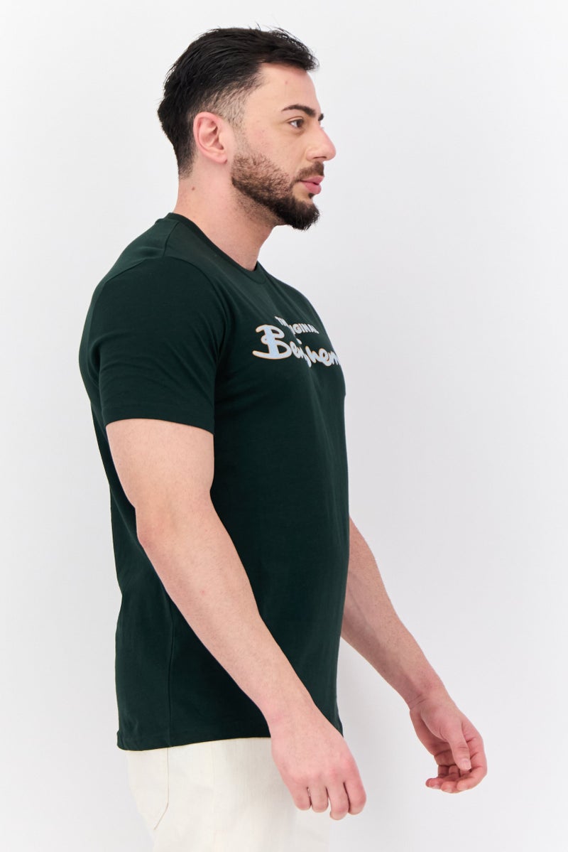 Ben Sherman Men Crew Neck Short Sleeves Brand Logo T-Shirt, Green  - Image 2