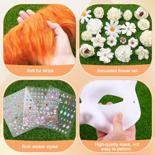 Seenelling 31 Pcs DIY Therian Mask Kit Blank Cat Mask Material Kit Accessories Set for Therian Gear Stuff(White) - Image 4