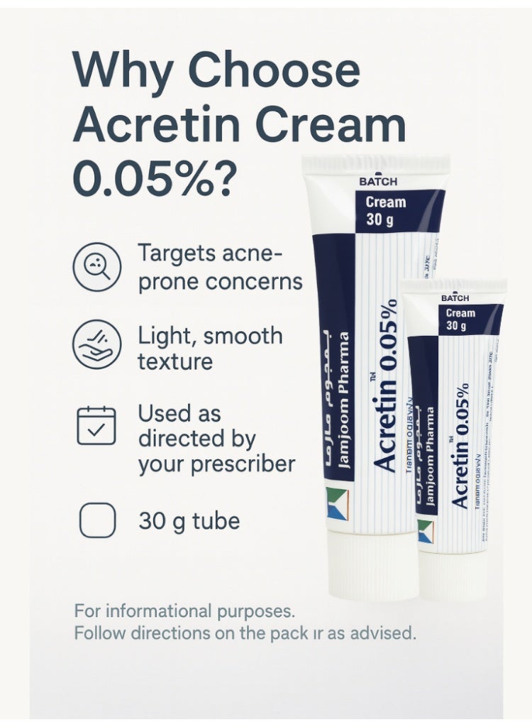 Acretin 0.05% Cream 30g – Retinoid Skincare Treatment for Acne, Fine Lines & Uneven Texture – Dermatology Trusted Formula - Image 4