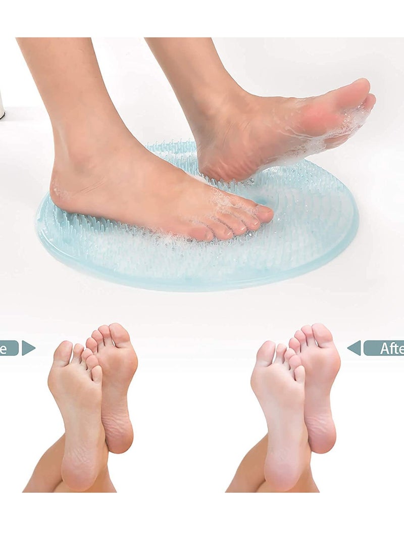 SOLARAE Soft Foot Brush Massager, Shower Scrubber, Washer Silicone Back Cleaner with Non-Slip Suction Cups Diam, for Skin Care Blood Circulation Exfoliating, (Light Blue) - Image 4