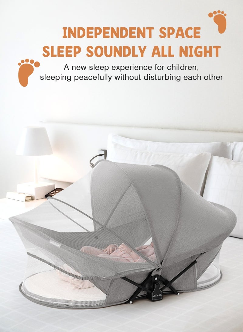URbazaar Portable Travel Bassinet for 0-5M Baby, Baby Cribs Travel Pod for Outdoors Baby Lounger,Infant Travel Bed with Mosquito Net and Sunshade Canopy, Lightweight Washable Foldable - Image 2