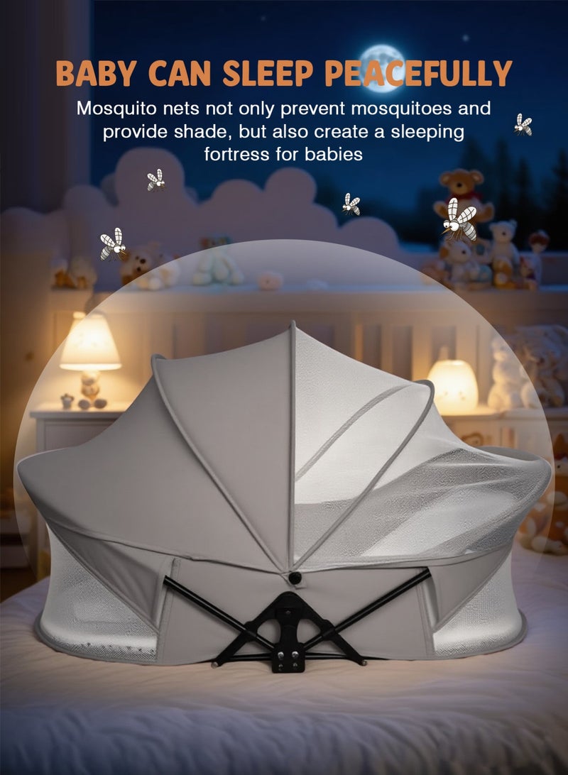 URbazaar Portable Travel Bassinet for 0-5M Baby, Baby Cribs Travel Pod for Outdoors Baby Lounger,Infant Travel Bed with Mosquito Net and Sunshade Canopy, Lightweight Washable Foldable - Image 5
